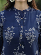 Juniper Womens Indigo Rayon Slub Printed Straight Kurta - Distacart