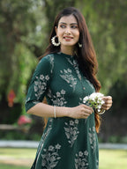 Juniper Womens Jadegreen Rayon Slub Printed Straight Kurta - Distacart