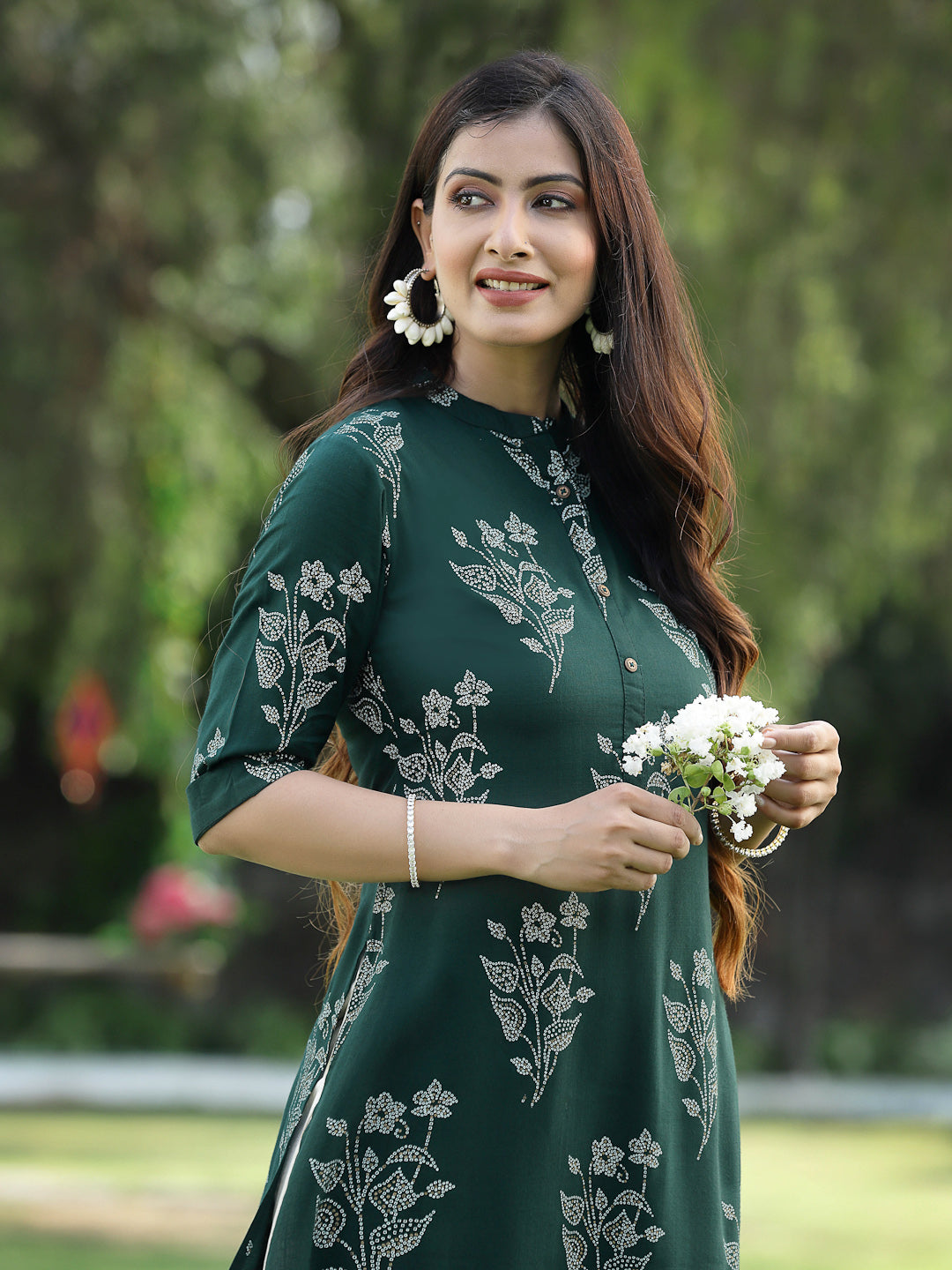 Juniper Womens Jadegreen Rayon Slub Printed Straight Kurta - Distacart