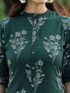 Juniper Womens Jadegreen Rayon Slub Printed Straight Kurta - Distacart
