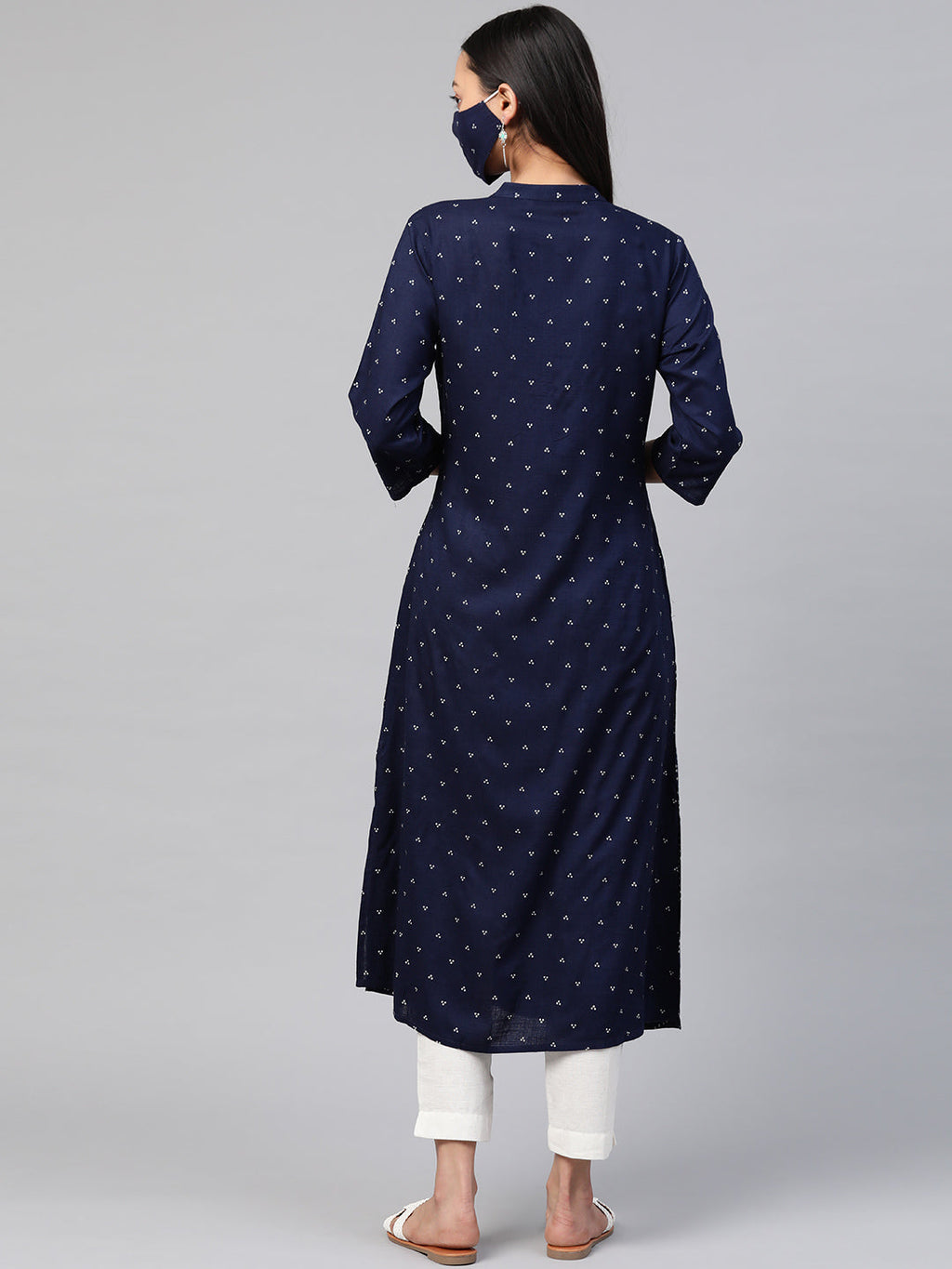 Juniper Womens Indigo Rayon Slub Placement Printed A Line Kurta - Distacart