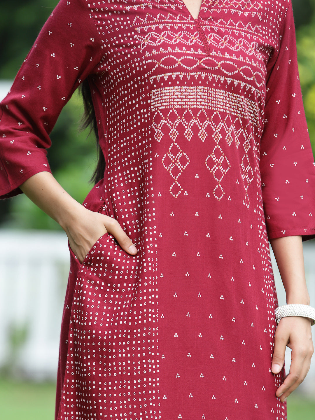 Juniper Womens Maroon Rayon Slub Placement Printed A Line Kurta - Distacart