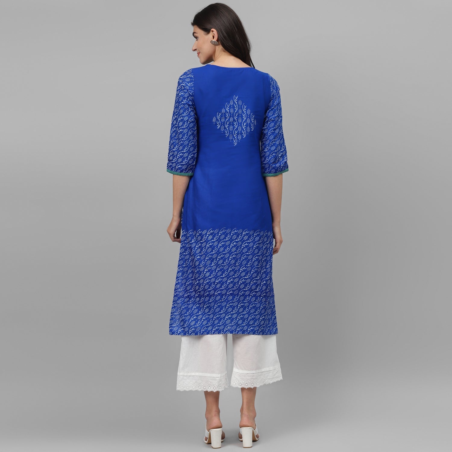 Maai Rayon Hand Printed Kurta Blue - Distacart