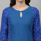 Maai Rayon Hand Printed Kurta Blue - Distacart