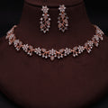 Tehzeeb Creations Rose Gold Pleated White Diamond With Gray Beads Necklace Set