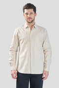Xkind Beige Embroidery Full Sleeve Slim Fit Shirt