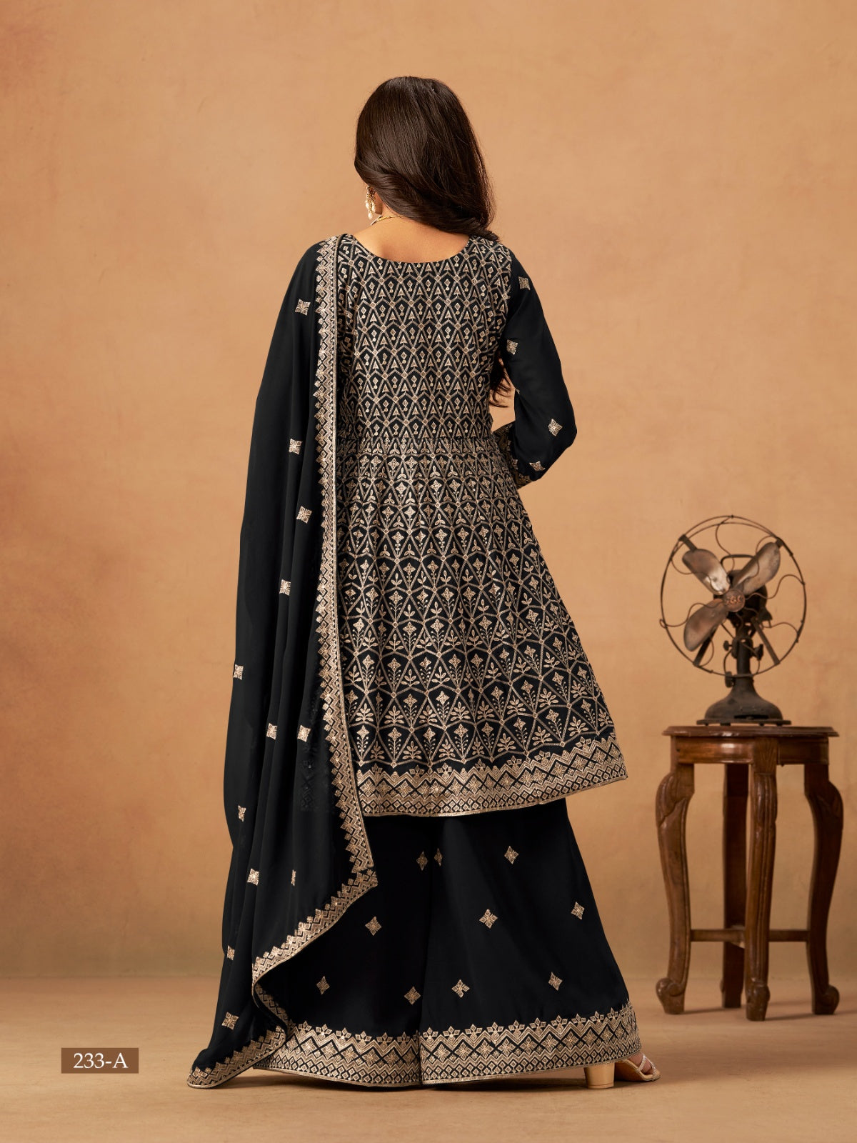 Anaita Black Faux Georgette Plazzo Suit With Heavy Embroidery Work - Distacart