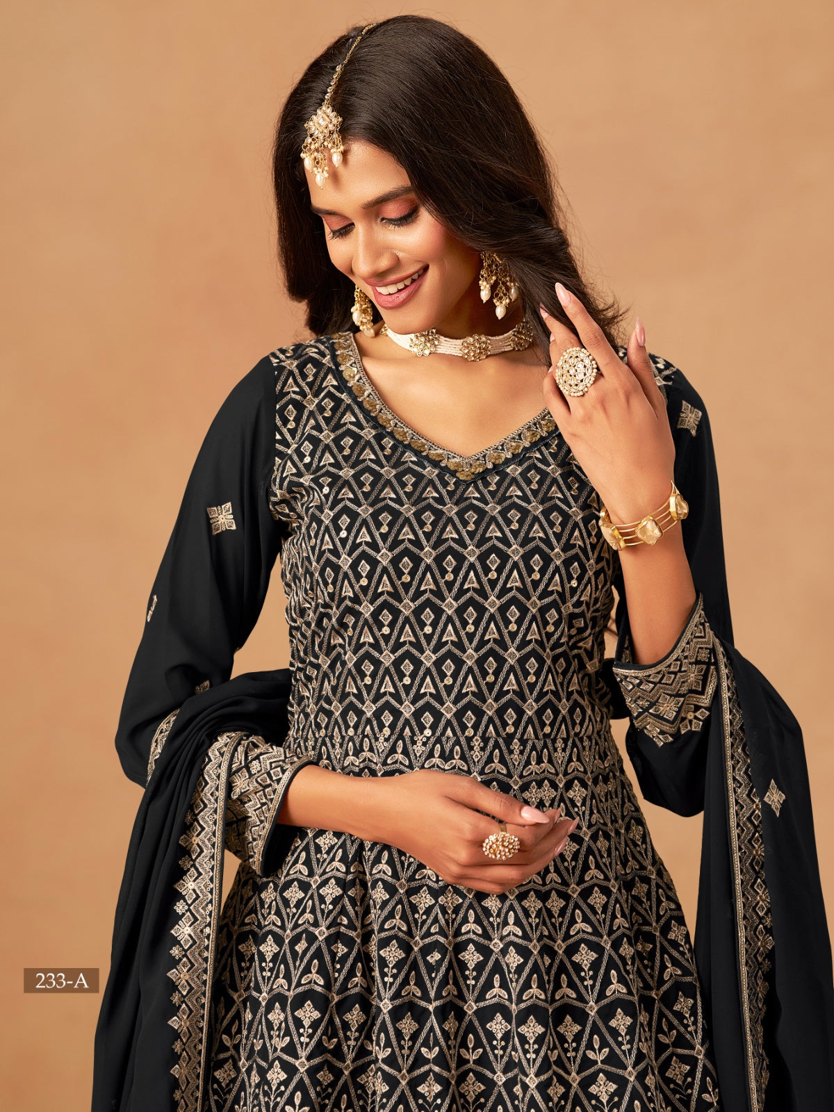Anaita Black Faux Georgette Plazzo Suit With Heavy Embroidery Work - Distacart