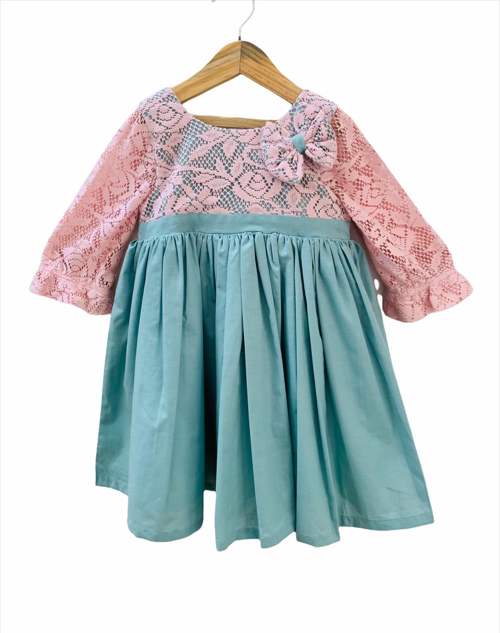 ArthLife Green And Pink Net Dress