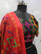 Myra Black Viscose Rayon and Cotton Embroidered with Print Designer Lehenga