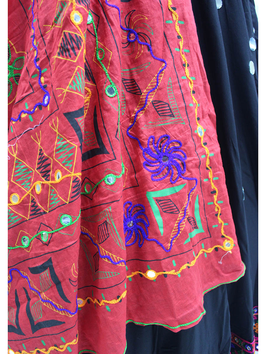 Myra Black Viscose Rayon and Cotton Embroidered with Print Designer Lehenga