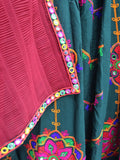 Myra Green Viscose Rayon and Cotton Embroidered with Print Designer Lehenga