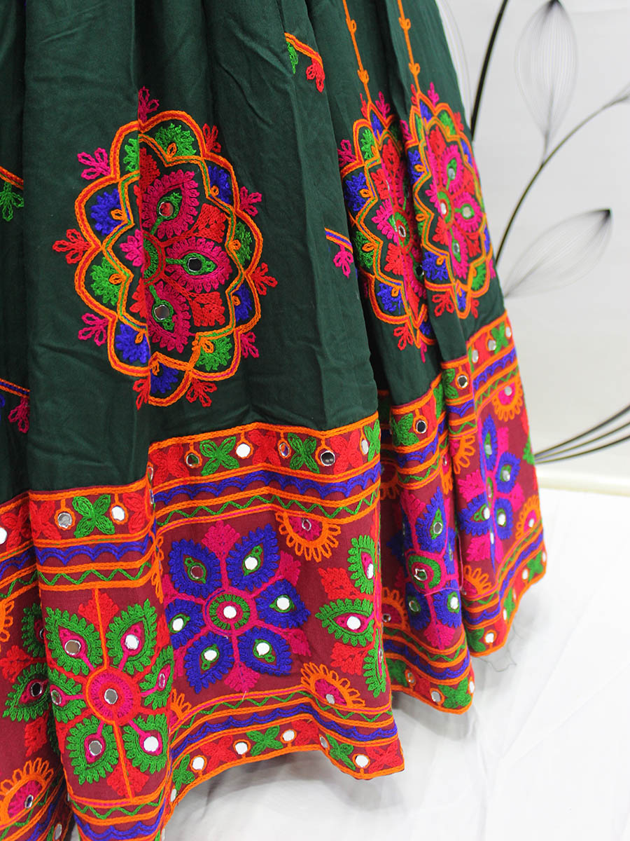 Myra Green Viscose Rayon and Cotton Embroidered with Print Designer Lehenga