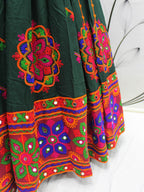 Myra Green Viscose Rayon and Cotton Embroidered with Print Designer Lehenga