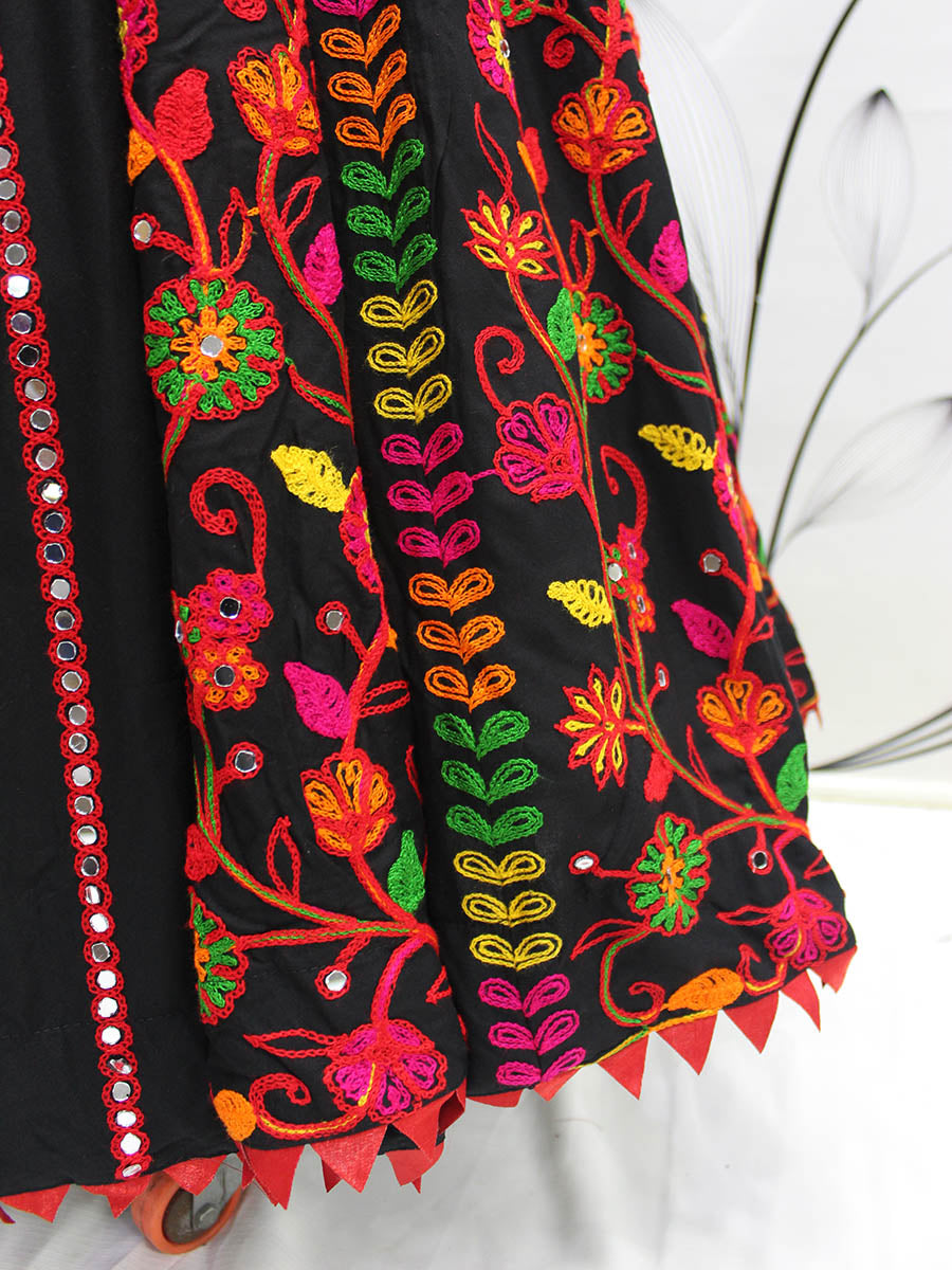 Myra Black Viscose Rayon and Cotton Embroidered with Print Designer Lehenga