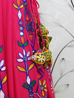 Myra Deep Pink Viscose Rayon and Cotton Embroidered with Print Designer Lehenga