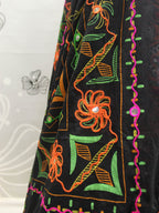 Myra Black Viscose Rayon and Cotton Embroidered with Print Designer Lehenga
