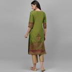 Maai Rayon Hand Printed Kurta Green - Distacart