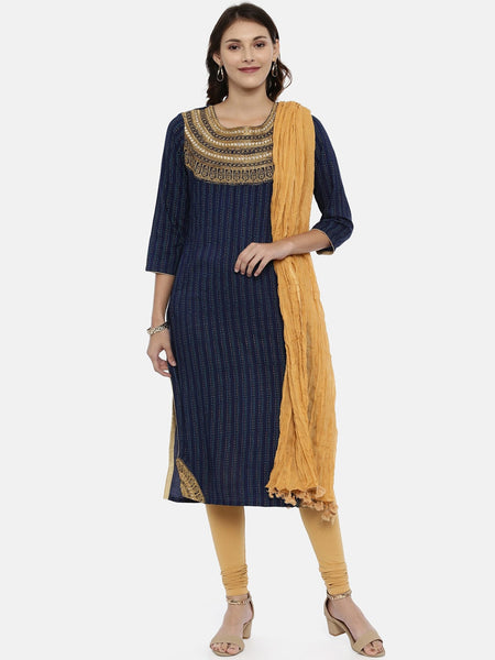 Souchii Beige Solid Cotton Dupatta with Tassels