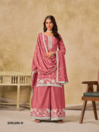 Anaita Peach Heavy Chinon Palazzo Suit With Embroidery Work - Distacart