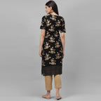 Maai Rayon Hand Printed Kurta Black - Distacart