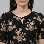 Maai Rayon Hand Printed Kurta Black - Distacart