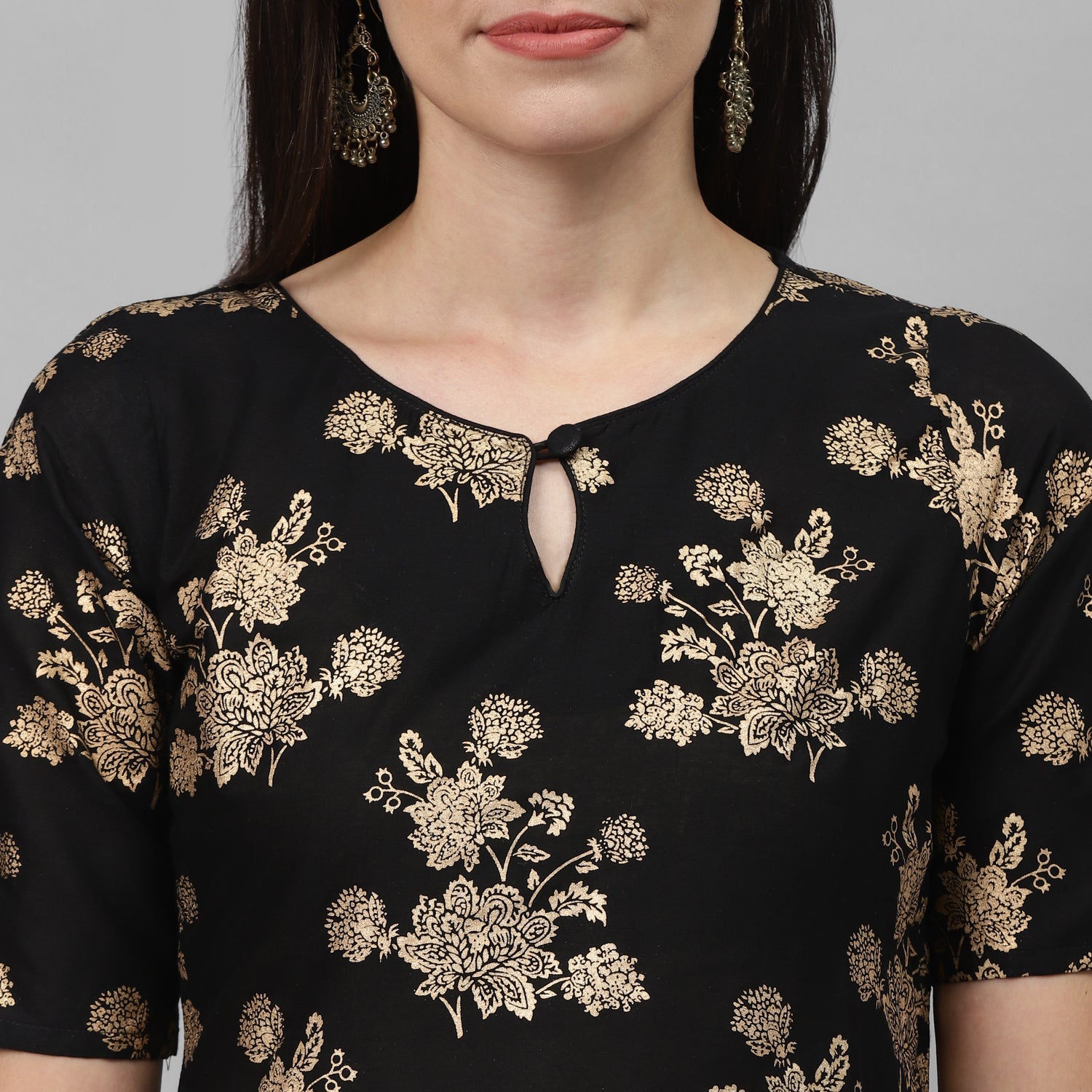 Maai Rayon Hand Printed Kurta Black - Distacart