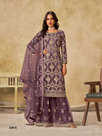 Anaita Purple Heavy Net Suit With Embroidery Work - Distacart