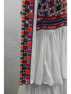 Myra White Viscose Rayon Embroidered Designer Navratri Special Lehenga