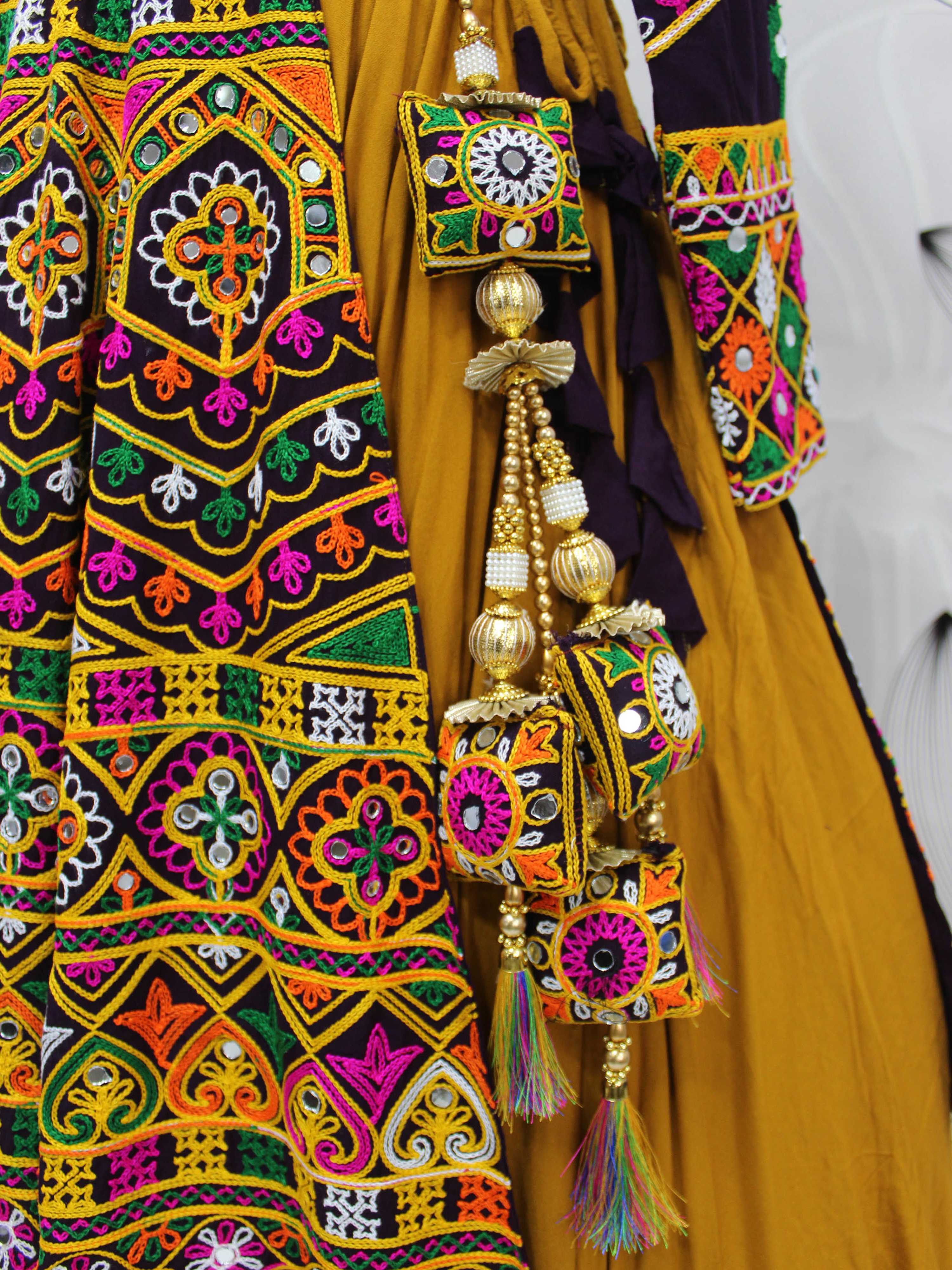 Myra Mustard Yellow Koti Style Viscose Rayon Embroidered Designer Navratri Special Lehenga