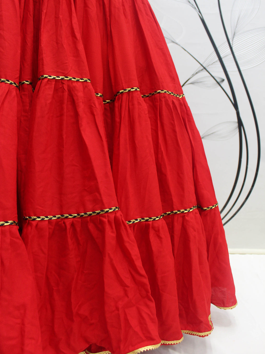 Myra Red Viscose Rayon Embroidered Designer Navratri Special Lehenga