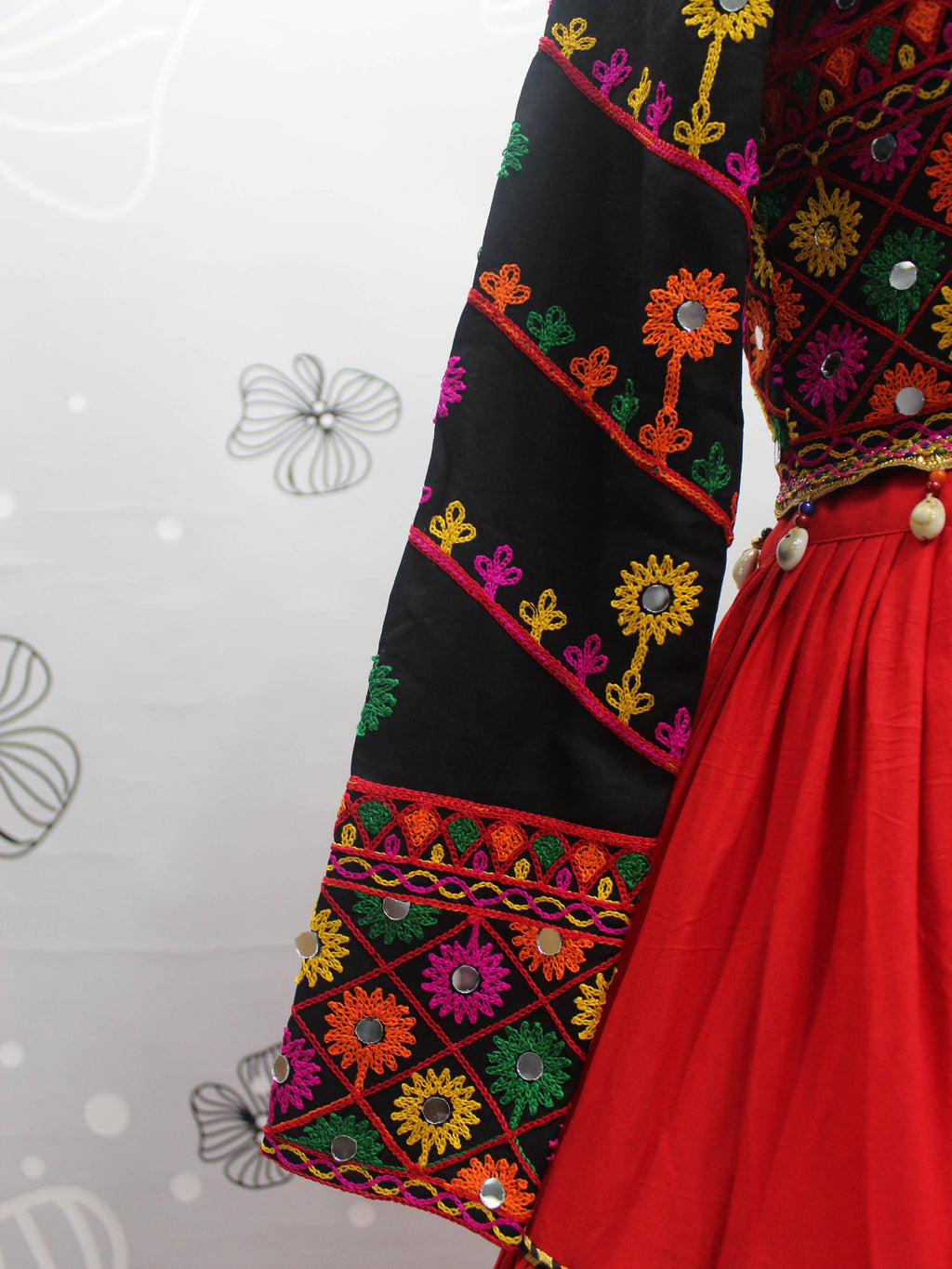 Myra Red Viscose Rayon Embroidered Designer Navratri Special Lehenga