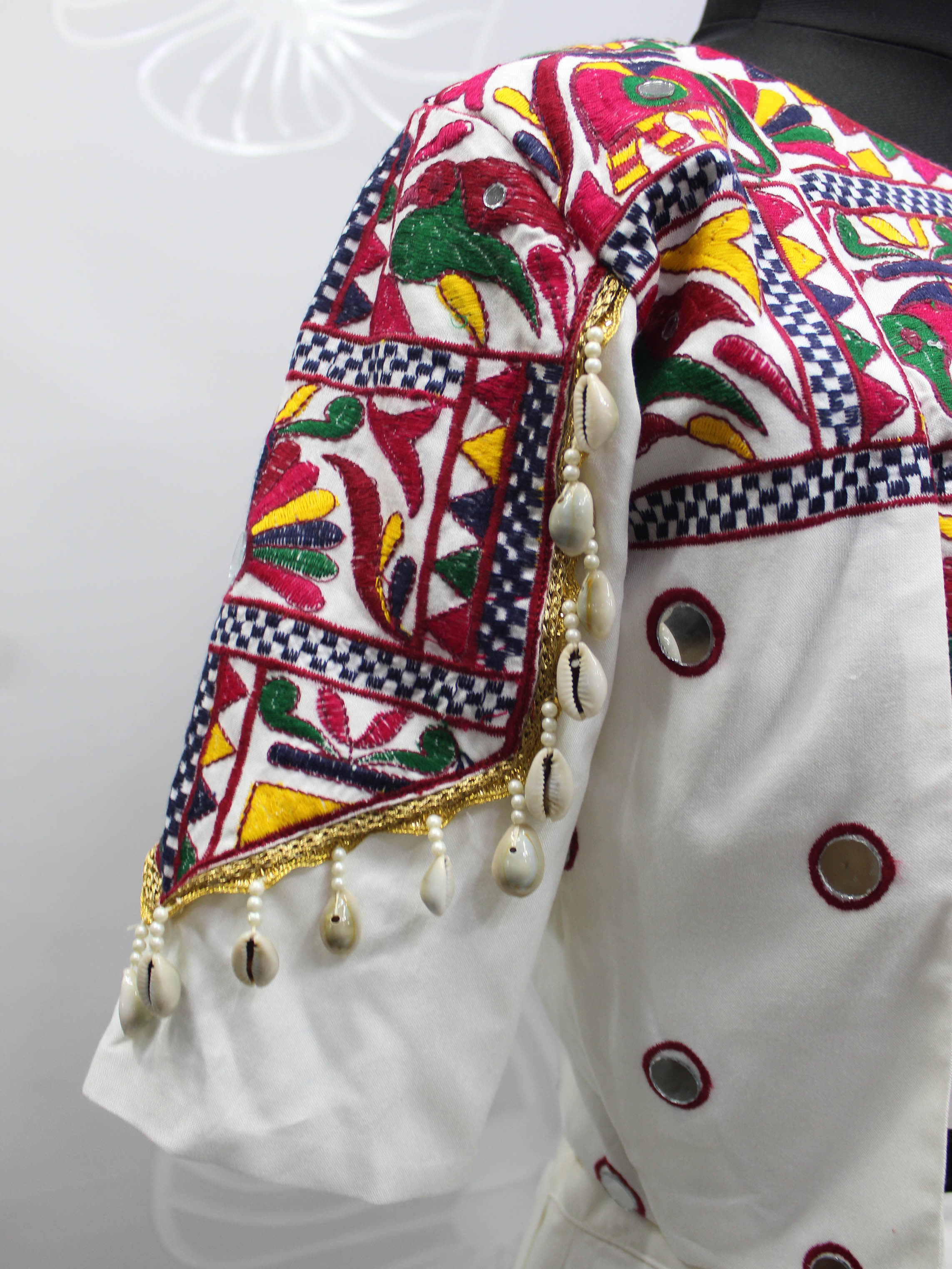 Myra White Koti Style Viscose Rayon Embroidered Designer Navratri Special Lehenga