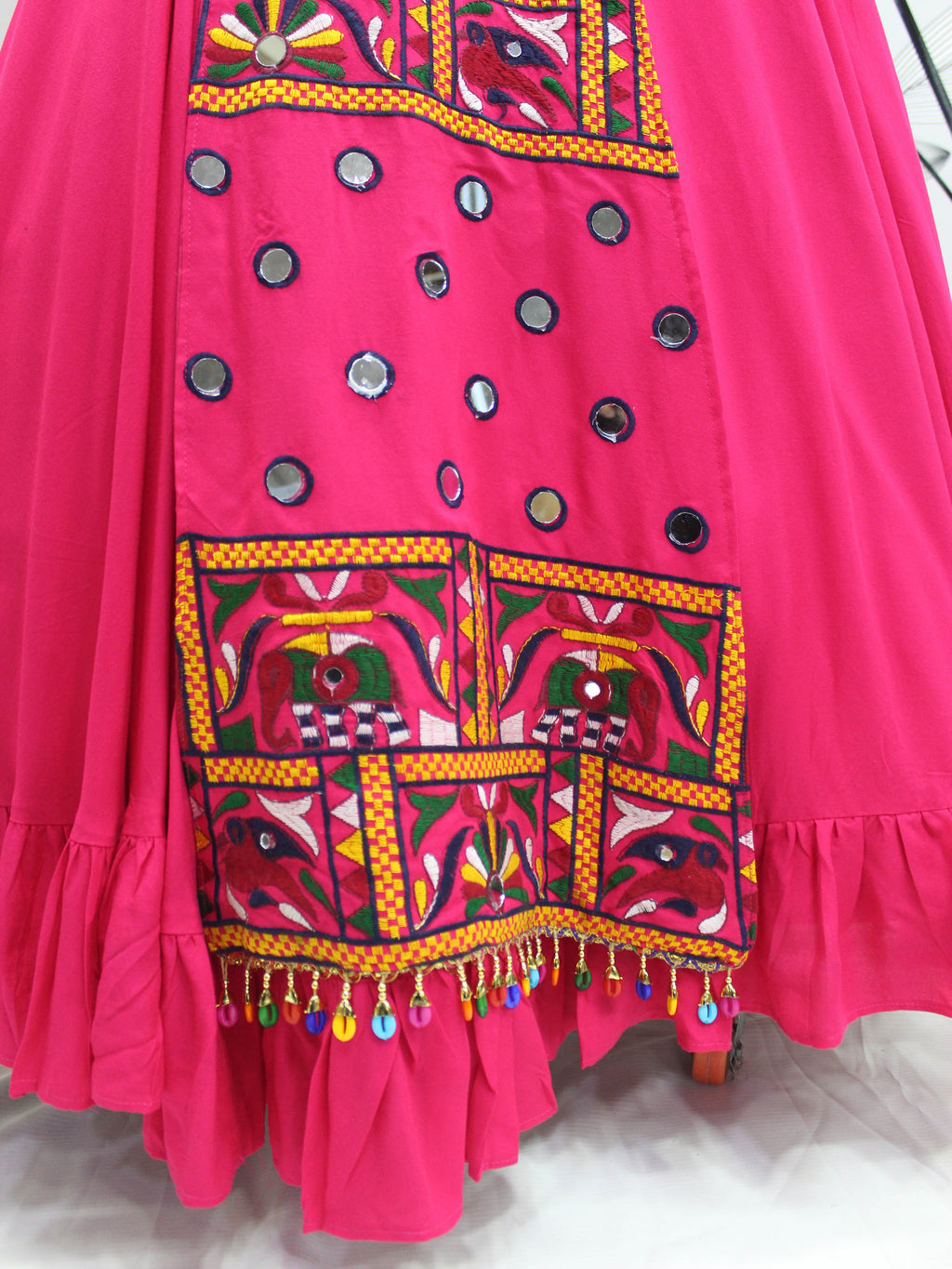 Myra Rani and Pink Koti Style Viscose Rayon Embroidered Designer Navratri Special Lehenga