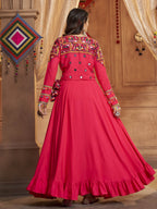 Myra Rani and Pink Koti Style Viscose Rayon Embroidered Designer Navratri Special Lehenga
