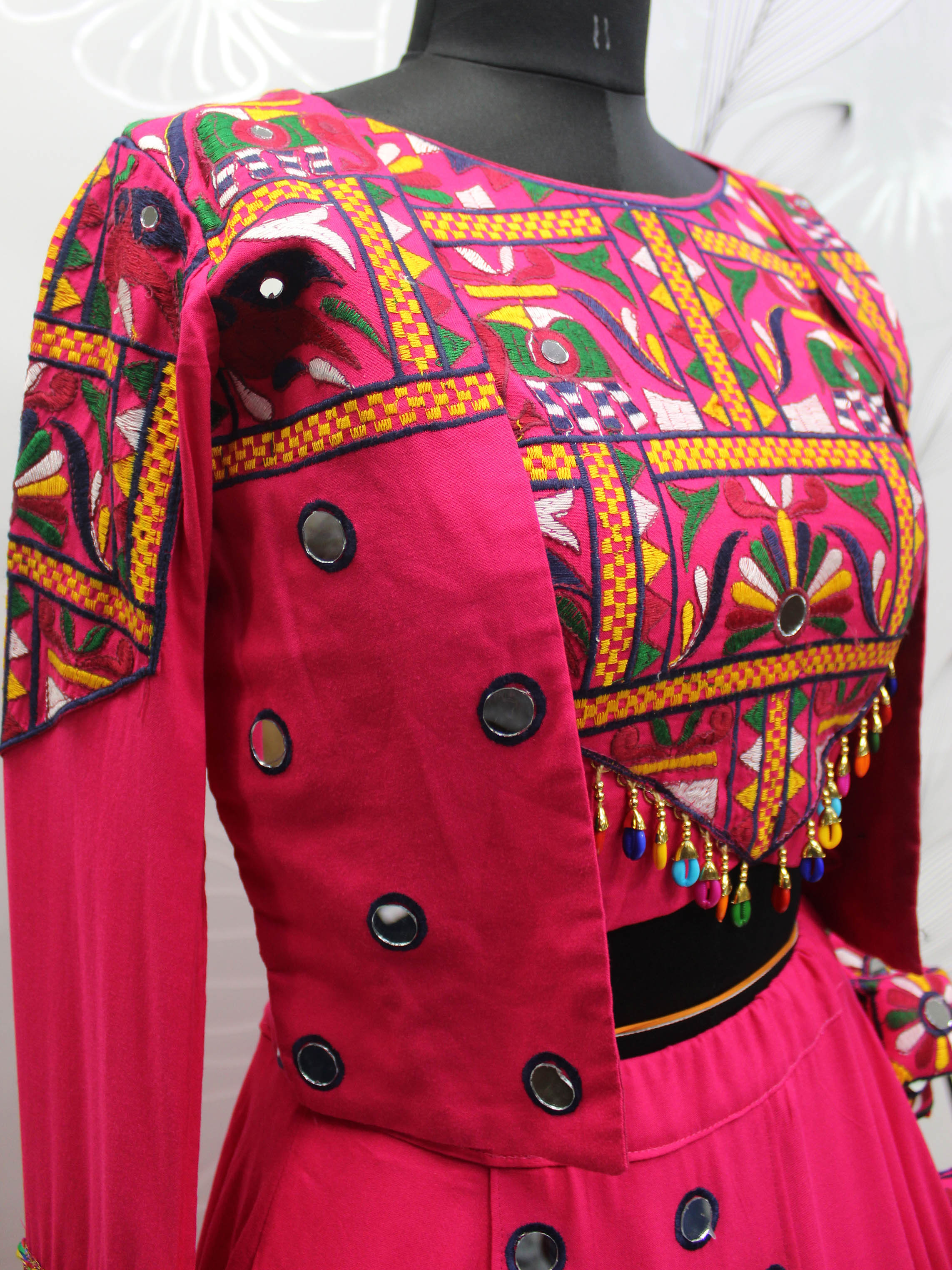 Myra Rani and Pink Koti Style Viscose Rayon Embroidered Designer Navratri Special Lehenga
