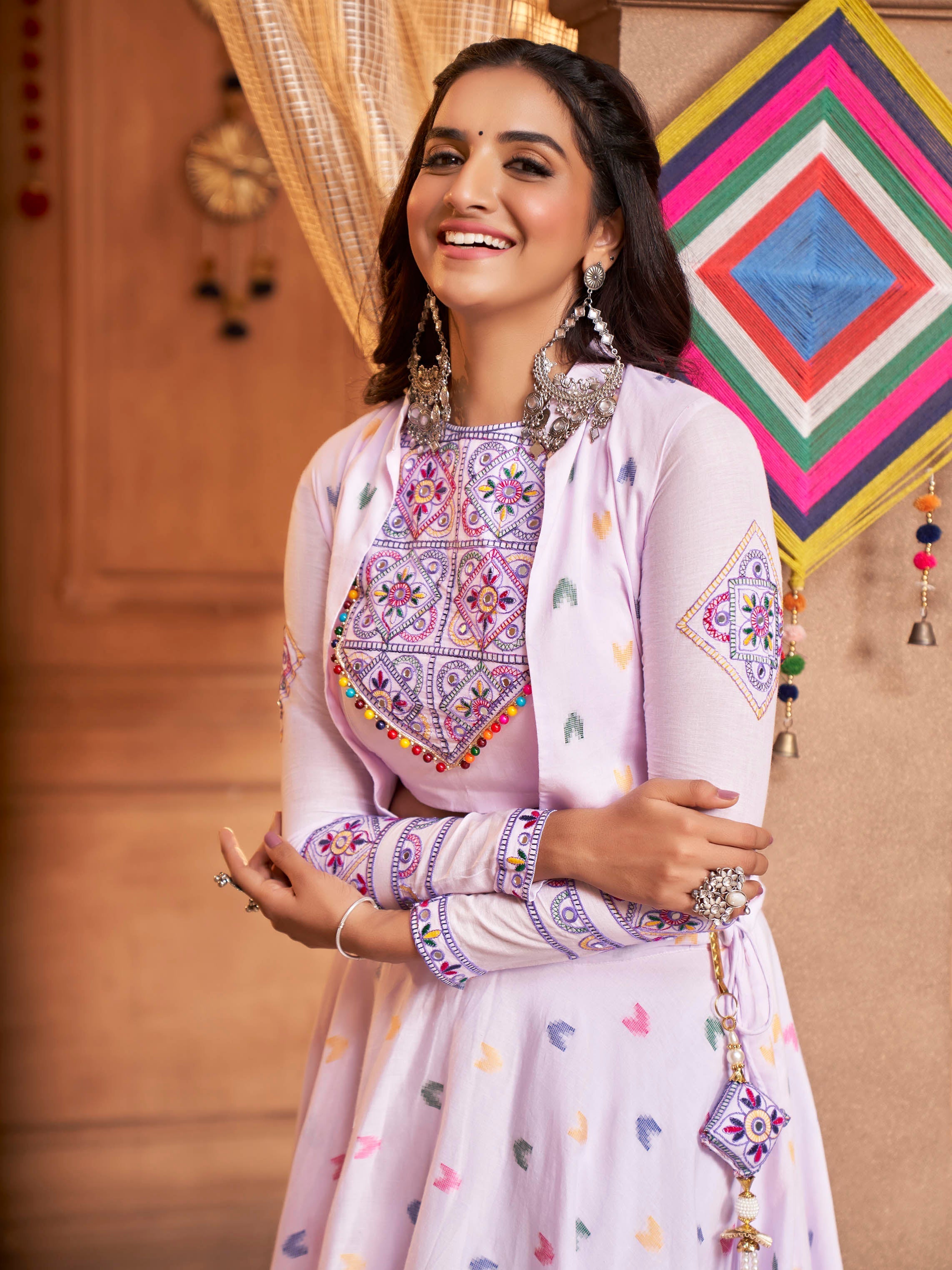 Myra Lovender Koti Style Cotton Embroidered Designer Navratri Special Lehenga