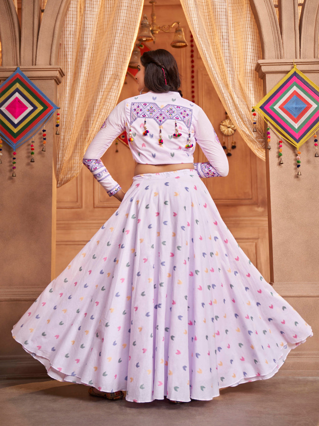 Myra Lovender Koti Style Cotton Embroidered Designer Navratri Special Lehenga