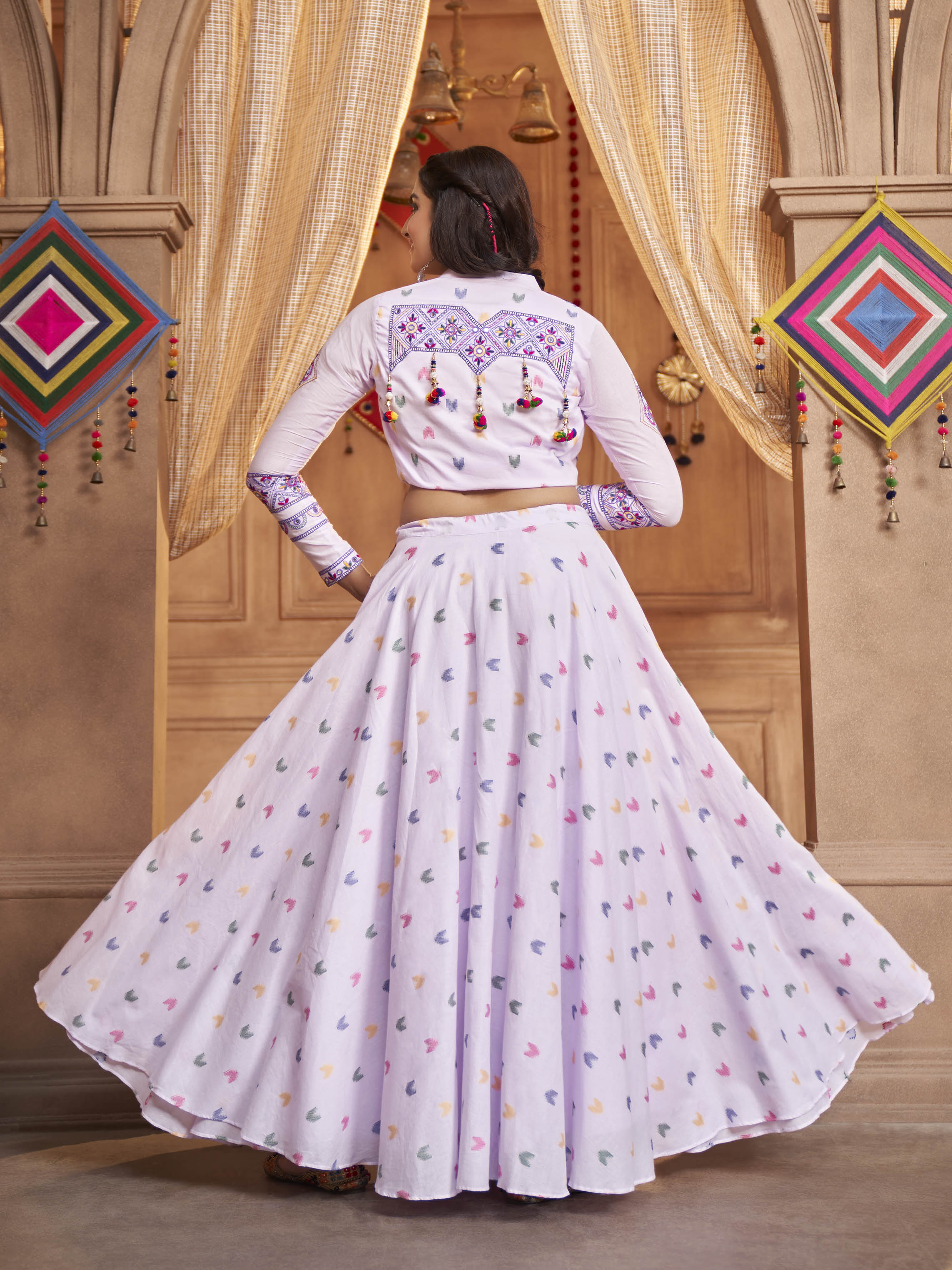 Myra Lovender Koti Style Cotton Embroidered Designer Navratri Special Lehenga