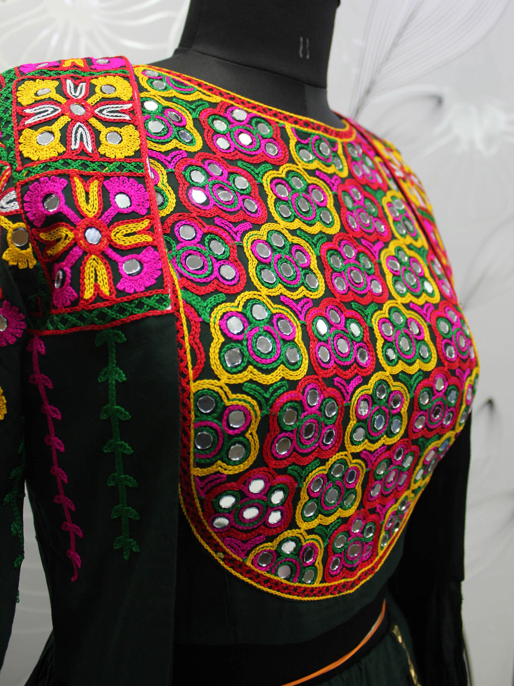Myra Green Koti Style Viscose Rayon Embroidered Designer Navratri Special Lehenga