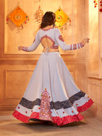 Myra Sky Viscose Rayon Embroidered Designer Navratri Special Lehenga