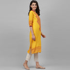 Maai Rayon Hand Printed Kurta Yellow - Distacart