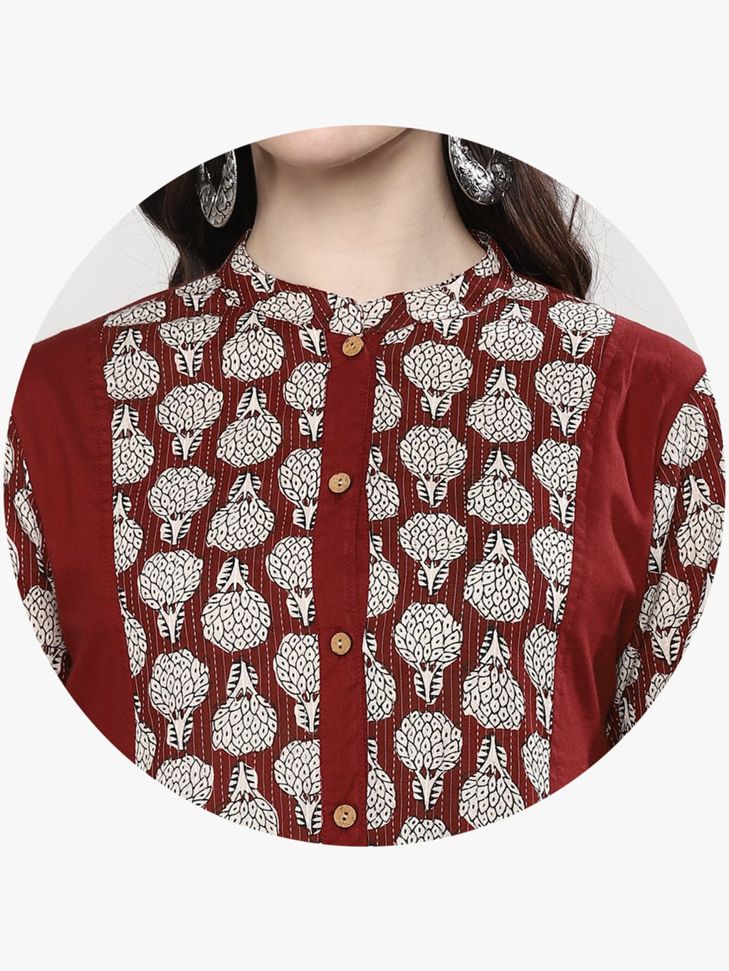 Sangria Women Maroon & Beige Printed Straight Kurta