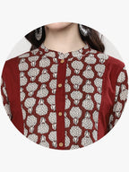 Sangria Women Maroon & Beige Printed Straight Kurta