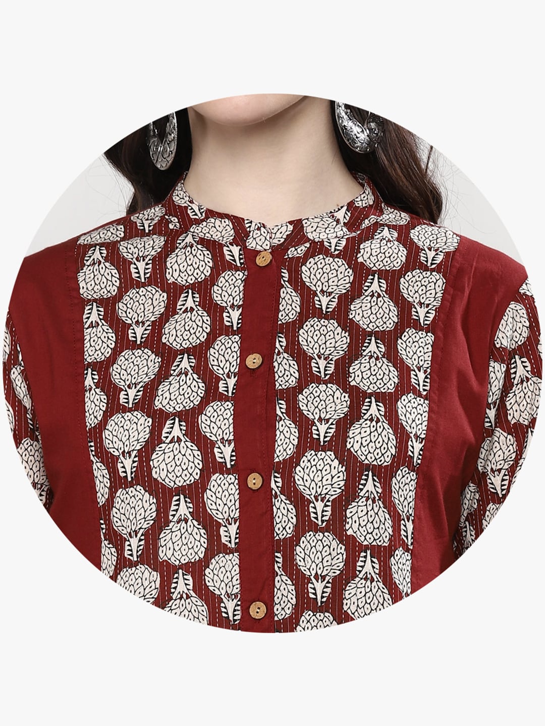 Sangria Women Maroon & Beige Printed Straight Kurta