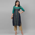 Maai Rayon Hand Printed Kurta Blue - Distacart