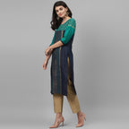 Maai Rayon Hand Printed Kurta Blue - Distacart