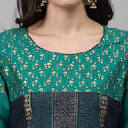 Maai Rayon Hand Printed Kurta Blue - Distacart
