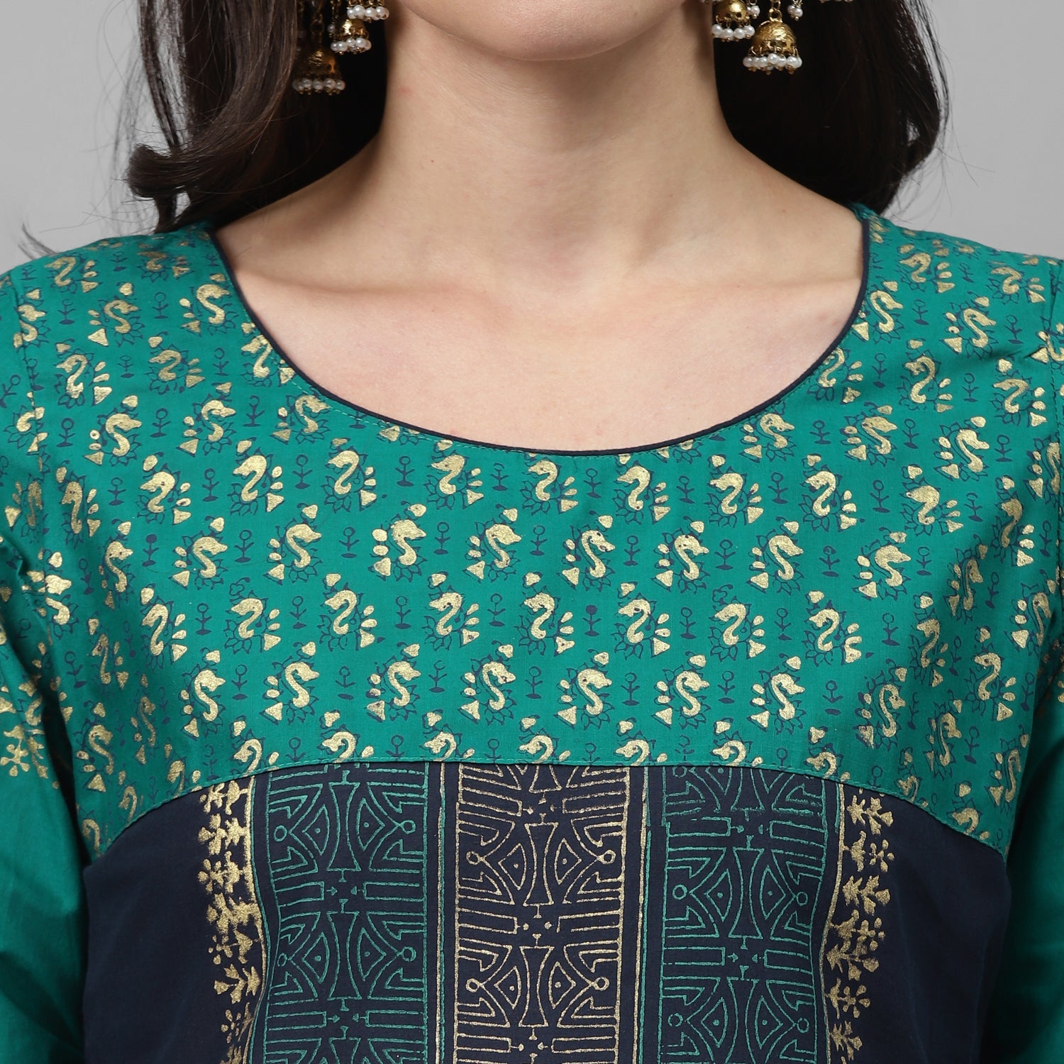 Maai Rayon Hand Printed Kurta Blue - Distacart