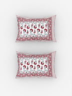 Urban Magic Pink & White Ethnic Motifs Cotton 104 TC King Bedsheet & 2 Pillow Covers